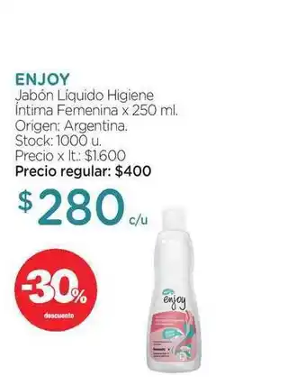 Farmacity Enjoy Jabón Líquido Higiene íntima Femenina 250ml oferta