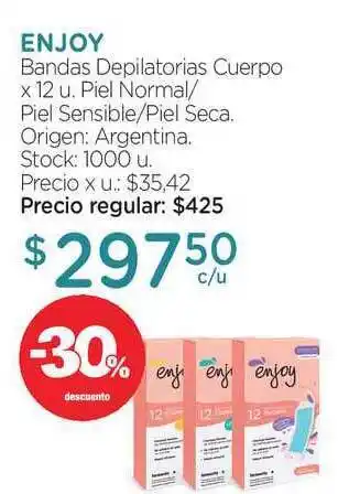 Farmacity Enjoy Bandas Depilatorias Cuerpo 12 u oferta