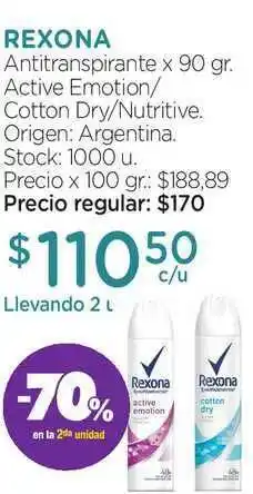 Farmacity Rexona Antitranspirante 90gr oferta