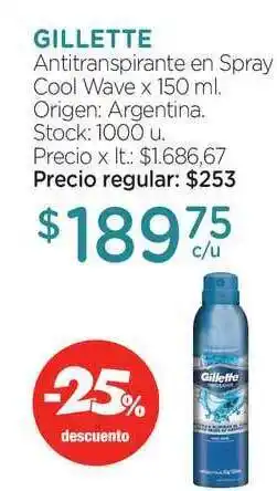 Farmacity Gillette Antitranspirante En Spray Cool Wave 150ml oferta