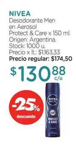Farmacity Nivea Desodorante Men En Aerosol Protect & Care 150ml oferta