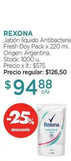 Farmacity Rexona Jabón Líquido Antibacterial Fresh Doy Pack 220ml oferta