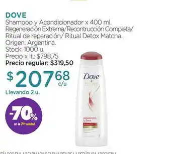 Farmacity Dove Shampoo Y Acondicionador 400ml oferta
