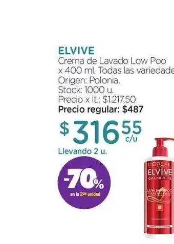 Farmacity Elvive Crema De Lavado Low Poo 400ml oferta