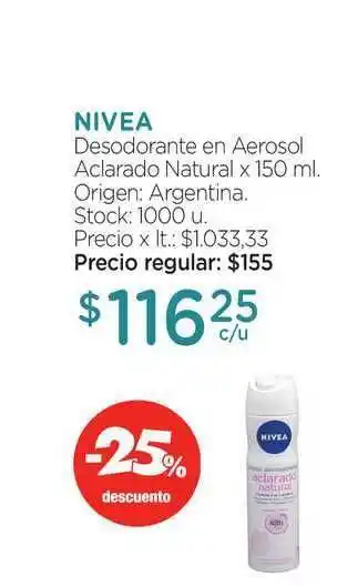 Farmacity Nivea Desodorante En Aerosol Aclarado Natural 150ml oferta
