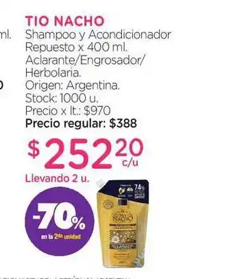 Farmacity Tio Nacho Shampoo Y Acondicionador Repuesto 400ml oferta