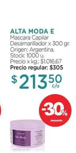 Farmacity Alta Moda E Mascara Capilar Desamarillador 300gr oferta