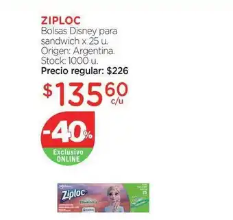 Farmacity Ziploc Bolsas Disney Para Sandwich oferta
