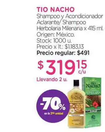 Farmacity Tio Nacho Shampoo Y Acondicionador Aclarante-shampoo Herbolaria Milenaria 415ml oferta