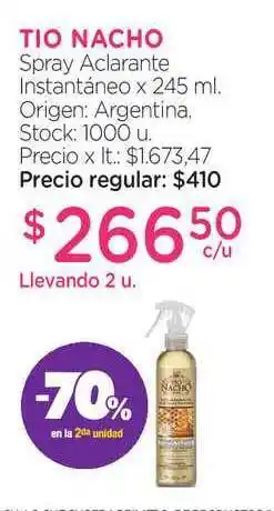 Farmacity Tio Nacho Spray Aclarante Instantáneo 245ml oferta