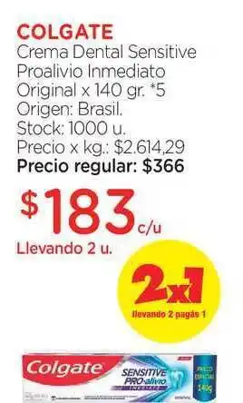 Farmacity Colgate Crema Dental Sensitive Proalivio Inmediato 140gr oferta