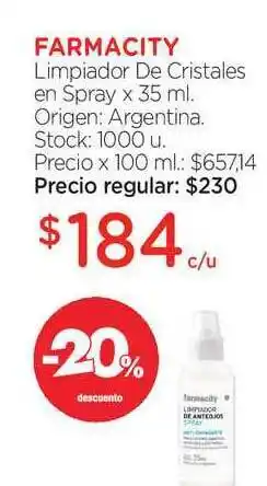 Farmacity Farmacity Limpiador De Cristales En Spray 35ml oferta