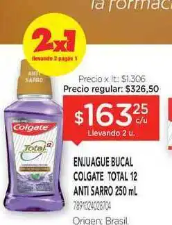 Farmacity Enjuague Bucal Colgate Total 12 Anti Sarro 250ml oferta