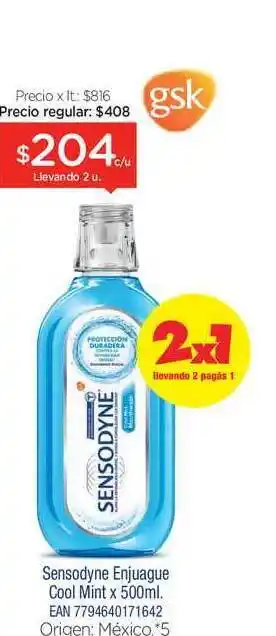 Farmacity Sensodyne Enjuague Cool Mint oferta