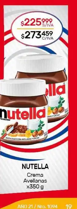 Nutella Crema Avellanas x350 g