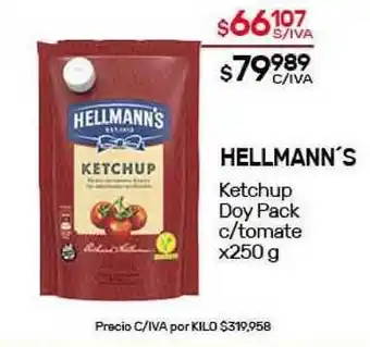 Nini Mayorista Hellmann's Ketchup Doy Pack c/tomate x250 g oferta