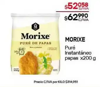 Nini Mayorista Morixe Puré Instantáneo Papas x200 g oferta