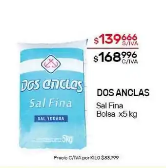 Nini Mayorista Dos Anclas Sal Fina Bolsa x5 kg oferta