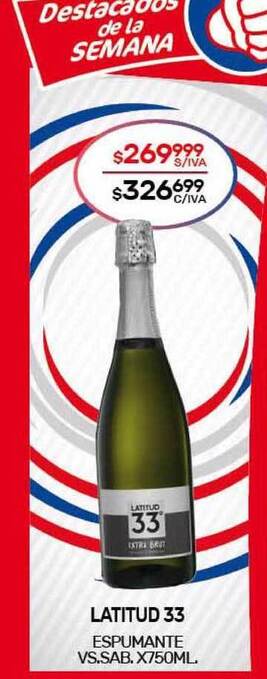 Nini Mayorista Latitud 33 Espumante vs. sab. x750ml oferta