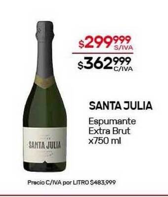 Nini Mayorista Santa Julia Espumante Extra Brut x750 ml oferta