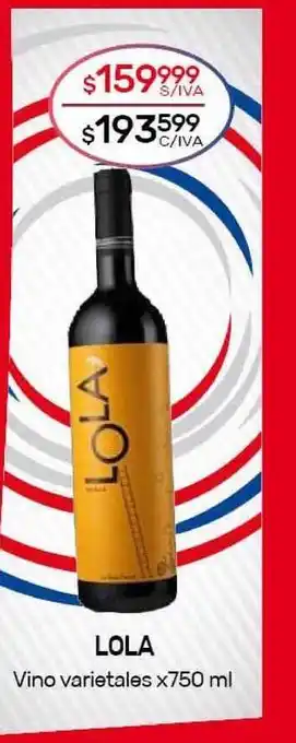 Nini Mayorista Lola Vino varietales x750 ml oferta