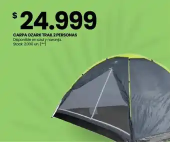 Changomas CARPA OZARK TRAIL 2 PERSONAS Disponible en azul y naranja oferta