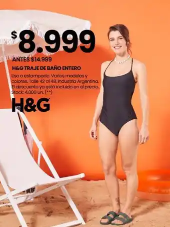 Changomas H&G TRAJE DE BAÑO ENTERO Liso o estampado. Varios modelos y colores. Talle 42 al 48 oferta