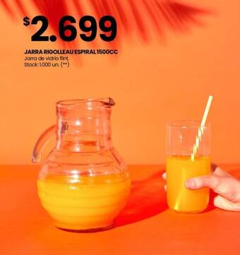 Changomas JARRA RIGOLLEAU ESPIRAL 1500CC Jarra de vidrio flint oferta