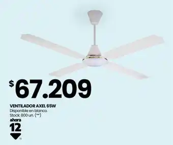 Changomas VENTILADOR AXEL 65W Disponible en blanco oferta
