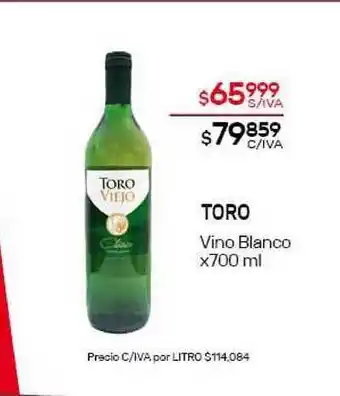 Nini Mayorista Toro Vino Blanco x700 ml oferta