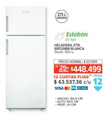 Carrefour Eslabón HELADERA 273L ERD29BB BLANCA oferta