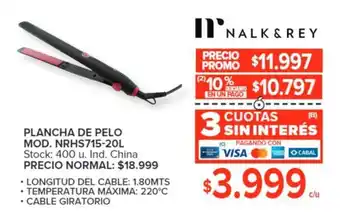 Carrefour NALK & REY PLANCHA DE PELO MOD. NRHS715-20L oferta