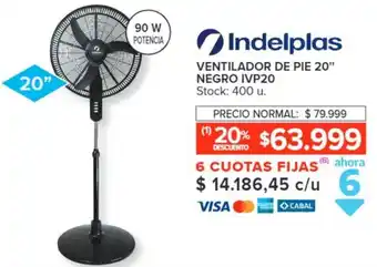 Carrefour Indelplas VENTILADOR DE PIE 20" NEGRO IVP20 oferta