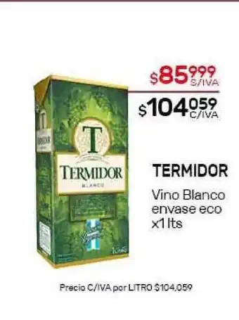 Nini Mayorista Termidor Vino Blanco envase eco x1 lts oferta