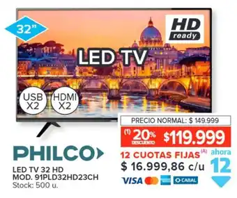 Carrefour PHILCO LED TV 32 HD MOD. 91PLD32HD23CH oferta