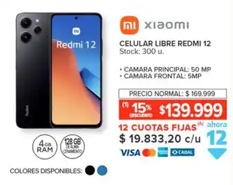 Carrefour XIAOMI CELULAR LIBRE REDMI 12 oferta