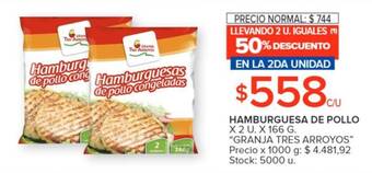 Carrefour HAMBURGUESA DE POLLO X 2 U. X 166 G. oferta