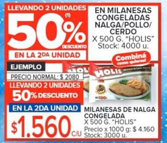 Carrefour MILANESAS DE NALGA CONGELADA X 500 G. "HOLIS" oferta