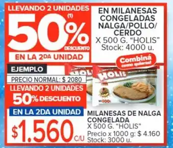 Carrefour MILANESAS DE NALGA CONGELADA X 500 G. "HOLIS" oferta