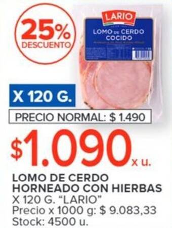 Carrefour LOMO DE CERDO HORNEADO CON HIERBAS X 120 G. "LARIO" oferta
