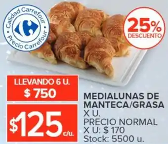 Carrefour MEDIALUNAS DE MANTECA/GRASA X U. oferta