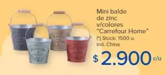 Carrefour Mini balde de zinc v/colores "Carrefour Home" oferta