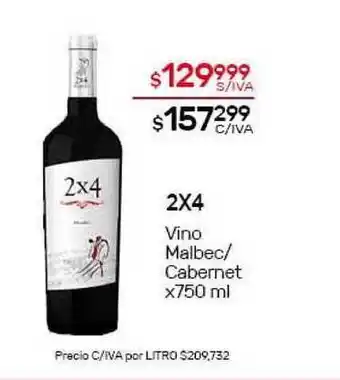 Nini Mayorista 2x4 Vino Malbec/Cabernet x750 ml oferta