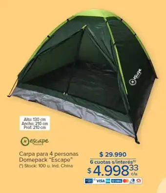 Carrefour Carpa para 4 personas Domepack "Escape” oferta