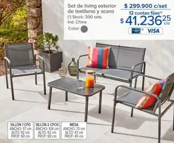 Carrefour Set de living exterior de textileno y acero oferta