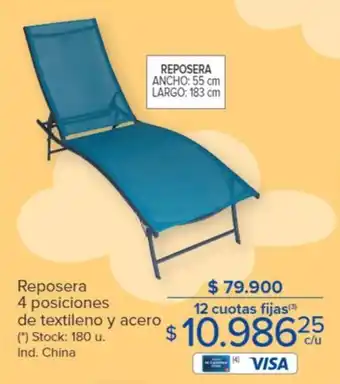 Carrefour Reposera 4 posiciones de textileno y acero oferta