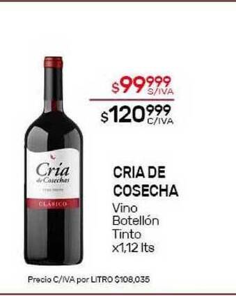 Nini Mayorista Cria de Cosecha Vino Botellón Tinto x1,12 lts oferta