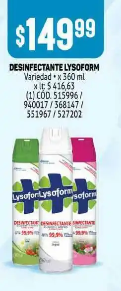Makro Desinfectante Lysoform x 360ml oferta