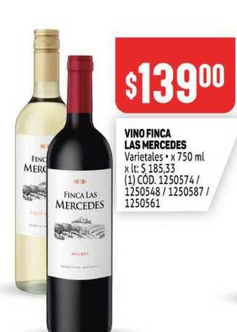 Makro Vino Finca Las Mercedes x 750ml oferta