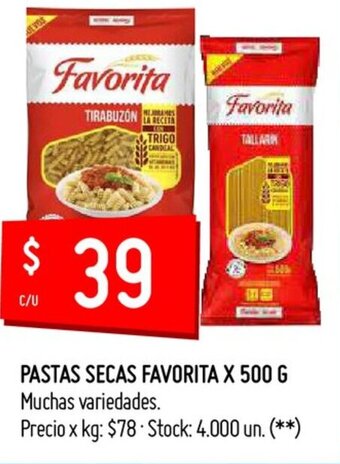Changomas Pastas Secas Favorita x 500 g oferta